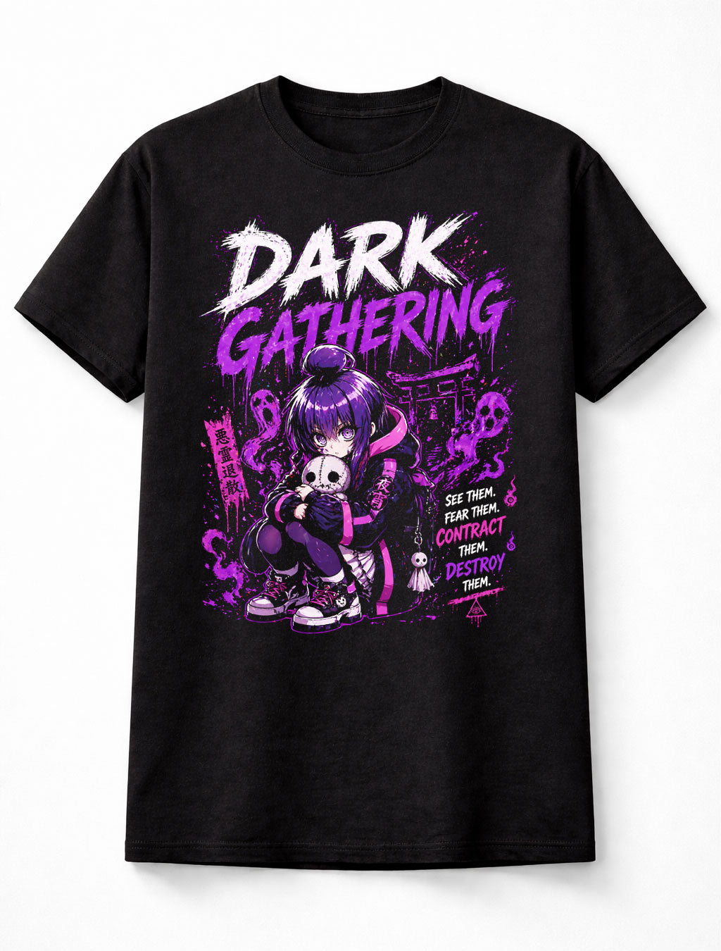 Dark Gathering Anime Horror Gothic Ghost Spirit Graphic Adults & Kids Unisex T-Shirt