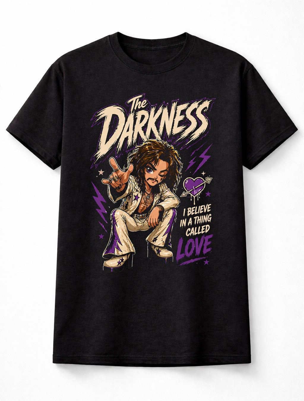 The Darkness I Believe In A Thing Called Love Graphic T-Shirt Classic Rock Band Music Fan Tee Glam Rock Adult & Kids Unisex T-Shirt