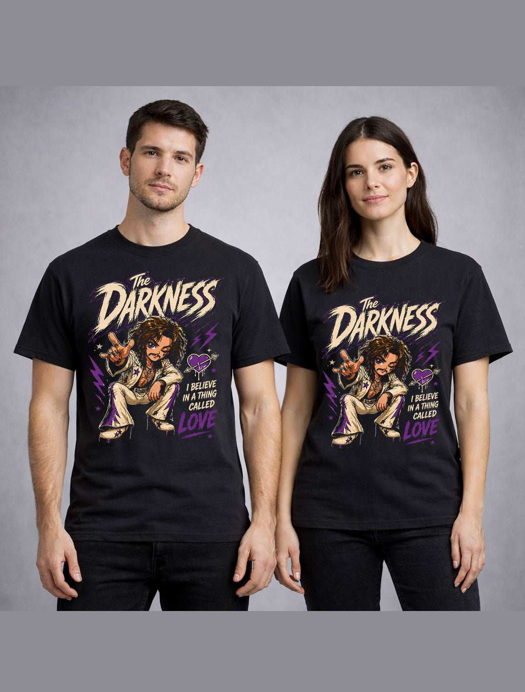 The Darkness I Believe In A Thing Called Love Graphic T-Shirt Classic Rock Band Music Fan Tee Glam Rock Adult & Kids Unisex T-Shirt