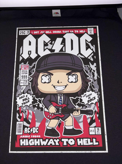 AC/DC Brian Johnson Angus Young Highway to Hell Rock & Roll Train Adults & Kids Unisex T-Shirt