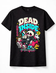 Dead Inside Skeleton Emo Goth Dark Humour Cartoon Retro Unisex T-Shirt