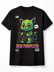 Zombie Cat T Shirt Dead Purrplexed Horror Halloween Tee Unisex Black