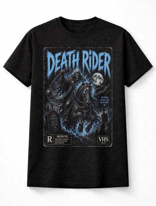 Death Rider Horror Grim Reaper VHS Gothic Graveyard Unisex T-Shirt