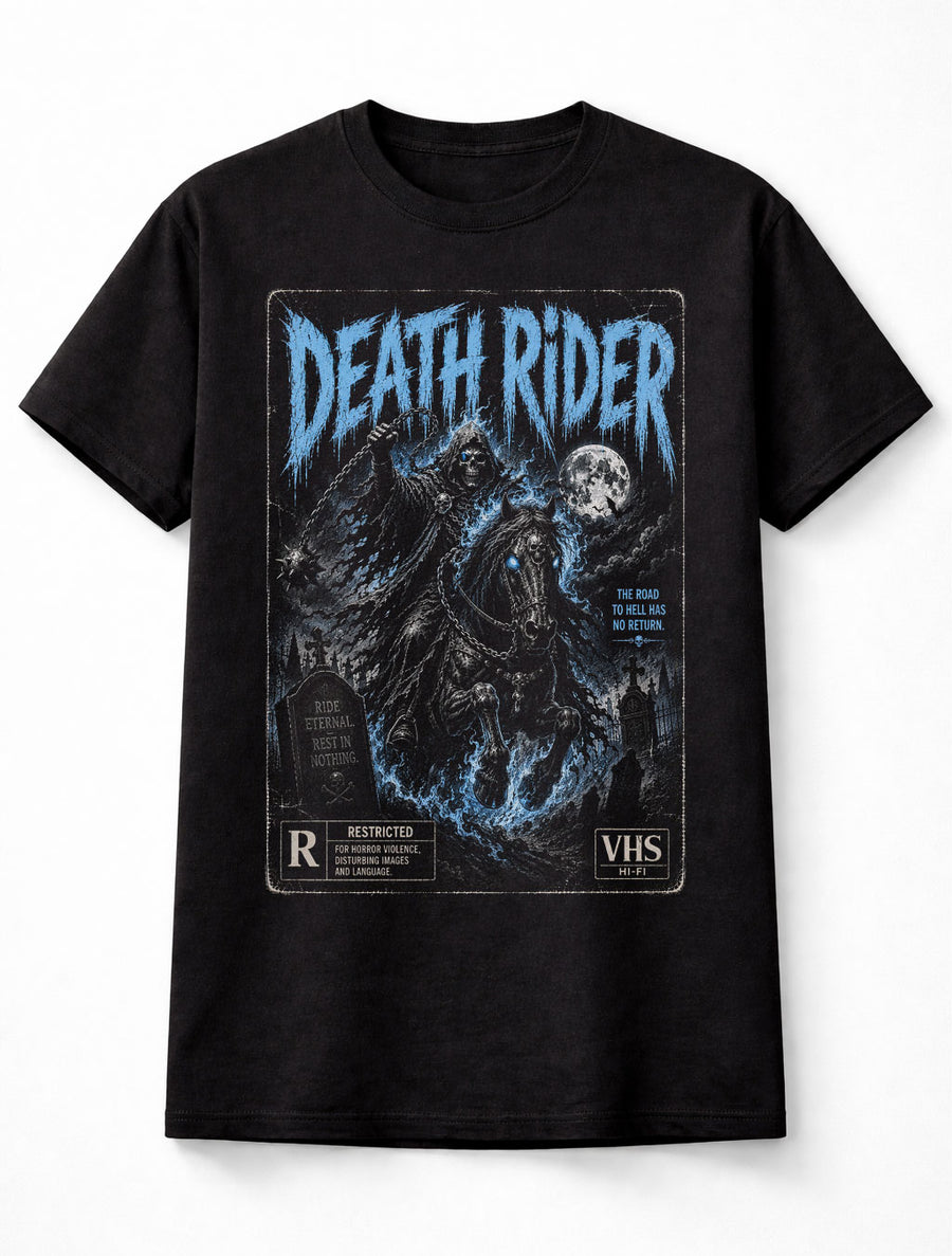 Death Rider Horror Grim Reaper VHS Gothic Graveyard Unisex T-Shirt