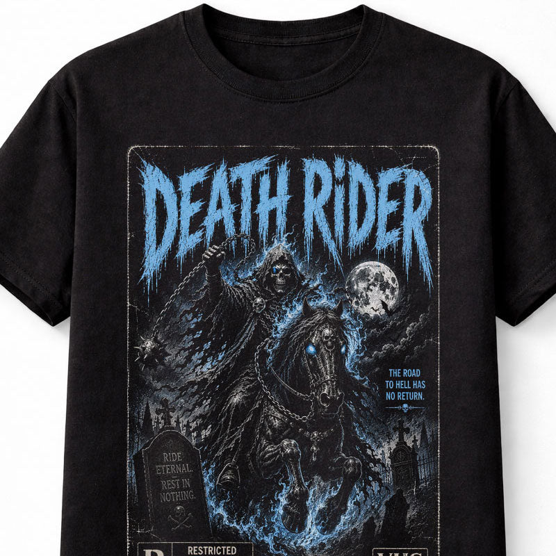 Death Rider Horror Grim Reaper VHS Gothic Graveyard Unisex T-Shirt