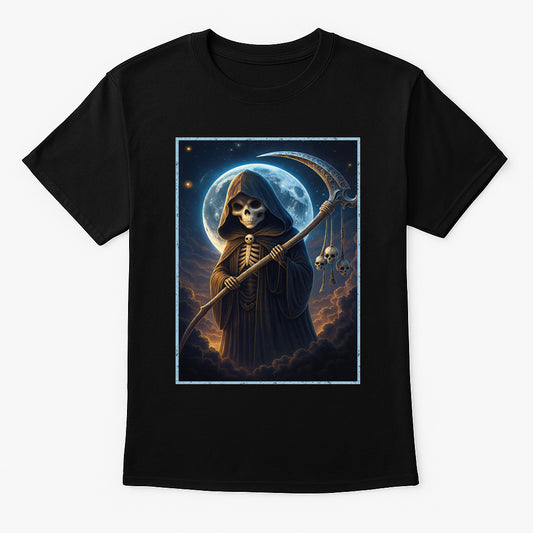 Grim Reaper Moon Unisex T-Shirt Death Scythe Gothic Horror Tee