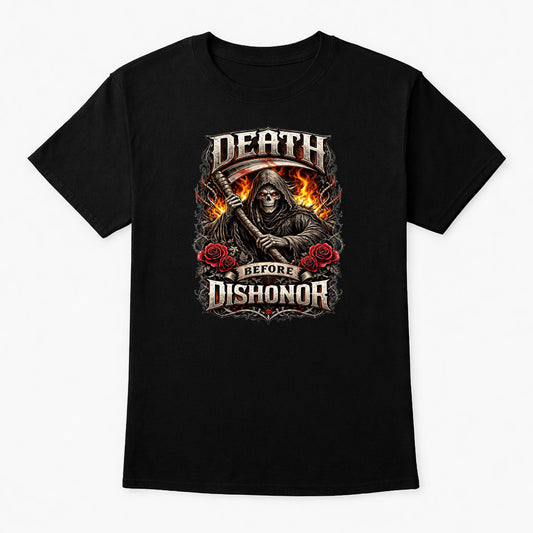 Death Before Dishonor Grim Reaper Scythe T-Shirt Unisex Gothic Warrior Style