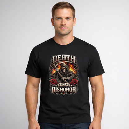 Death Before Dishonor Grim Reaper Scythe T-Shirt Unisex Gothic Warrior Style