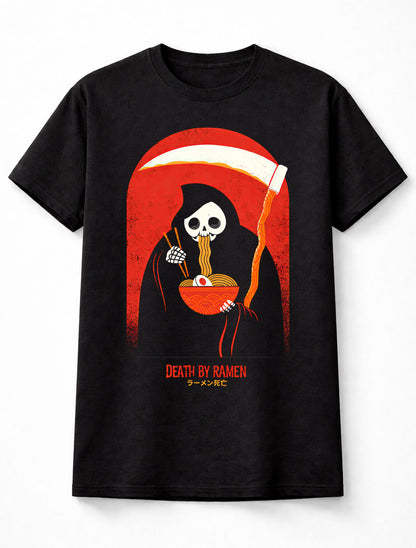 Death By Ramen Grim Reaper Funny Noodle Lover Graphic Tee Adults & Kids Unisex T-Shirt