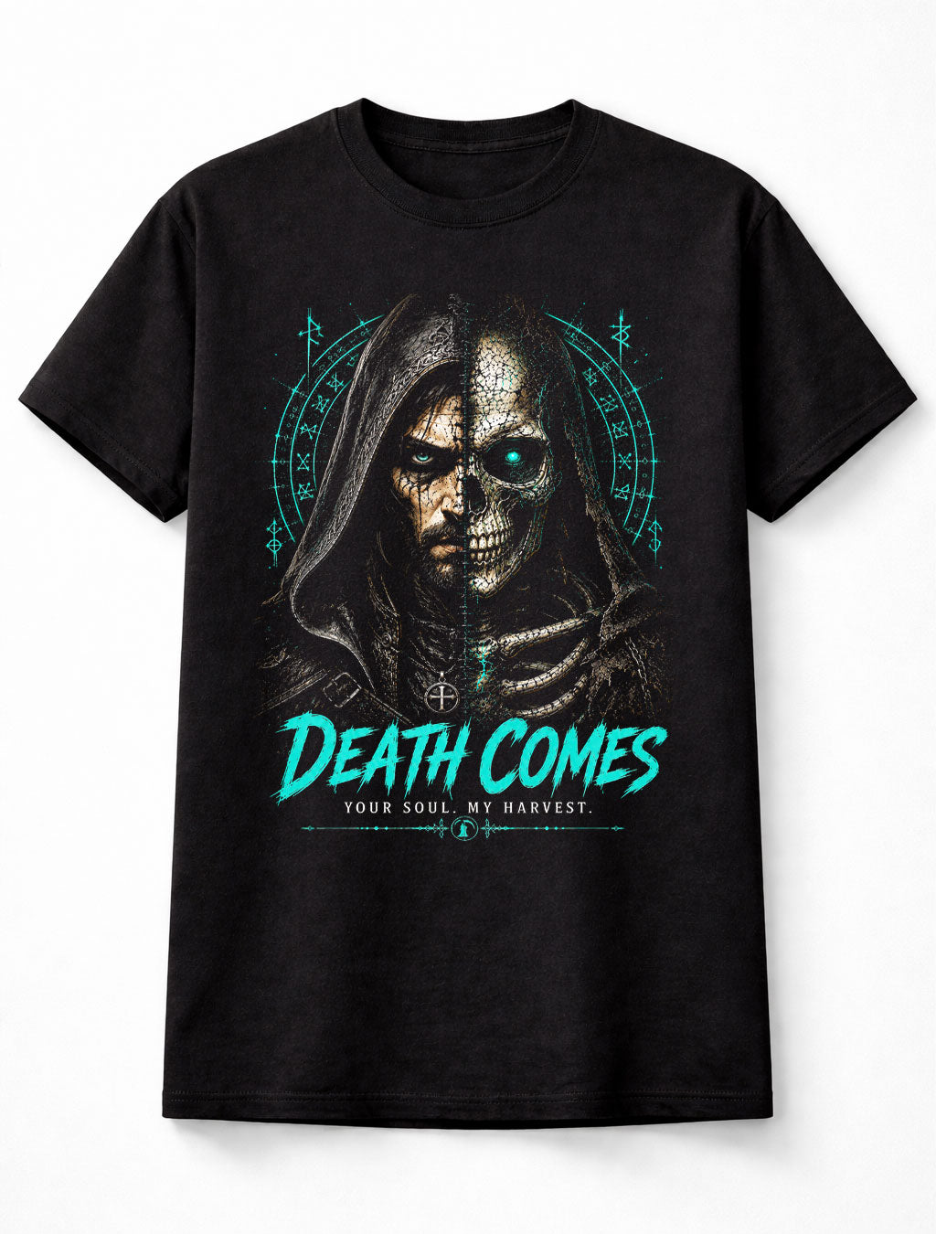 Death Comes Grim Reaper Skeleton Gothic Occult Horror Unisex T-Shirt