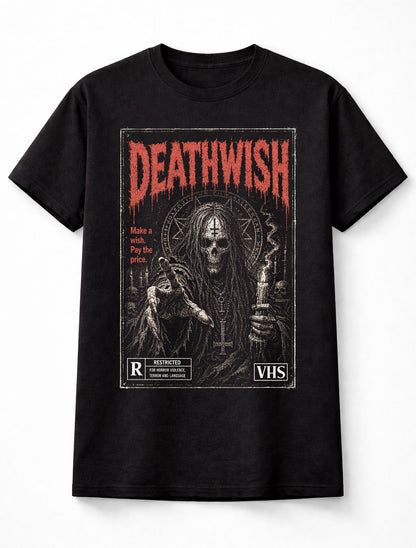 Deathwish Horror Occult Skeleton VHS Gothic Halloween Unisex T-Shirt