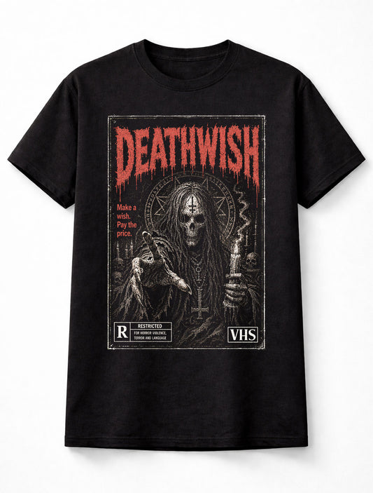 Deathwish Horror Occult Skeleton VHS Gothic Halloween Unisex T-Shirt