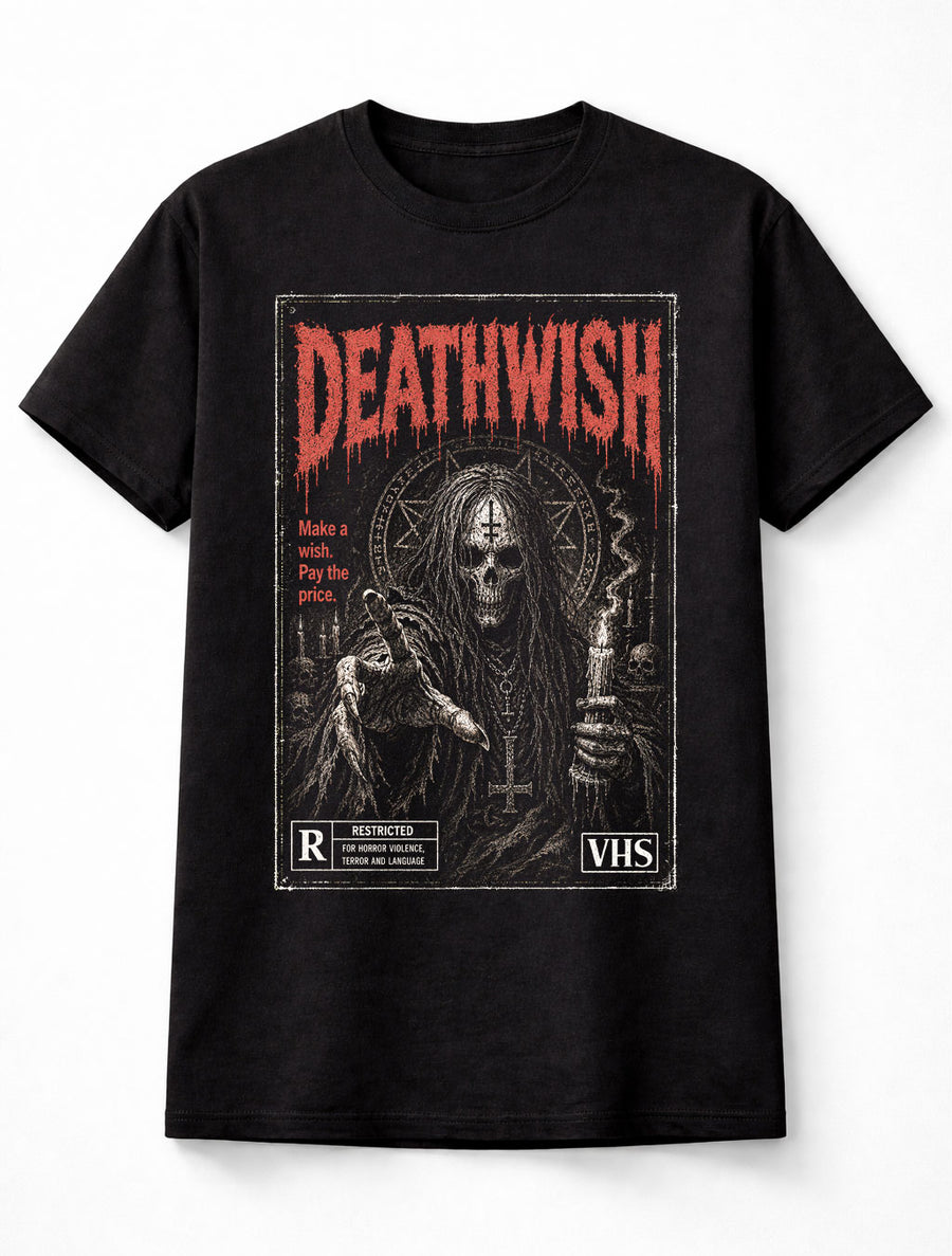 Deathwish Horror Occult Skeleton VHS Gothic Halloween Unisex T-Shirt