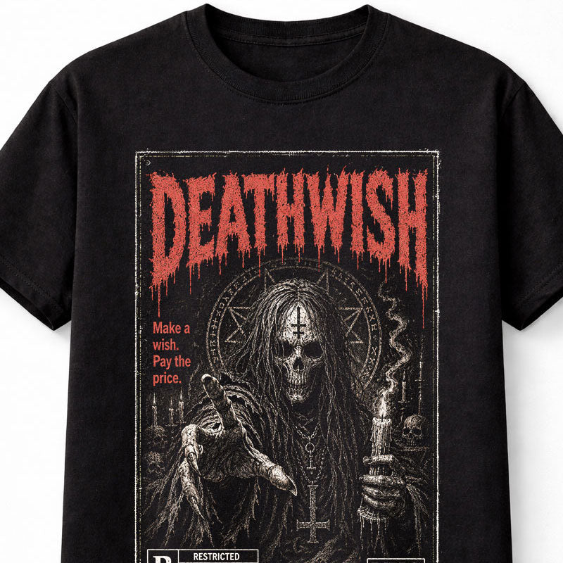 Deathwish Horror Occult Skeleton VHS Gothic Halloween Unisex T-Shirt