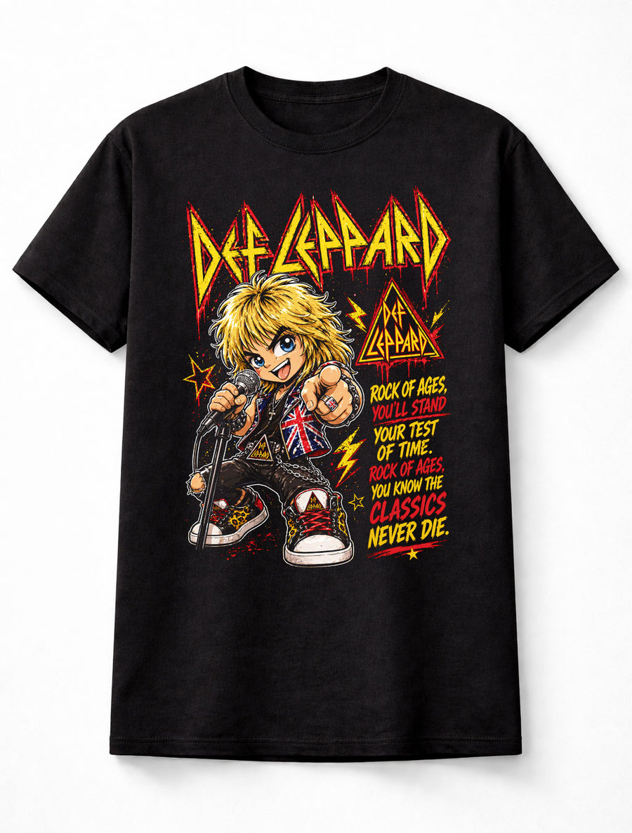 Def Leppard Rock Of Ages Glam Metal Band Graphic T-Shirt Classic Rock Lyrics Music Fan Retro Concert Tee Adult & Kids Unisex T-Shirt
