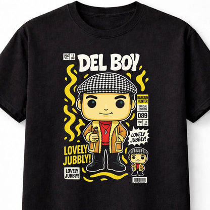 Del Boy Only Fools and Horses Chibi Comic Edition Unisex Black Graphic Tee