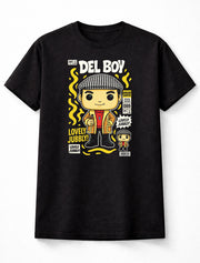 Del Boy Only Fools and Horses Chibi Comic Edition Unisex Black Graphic Tee