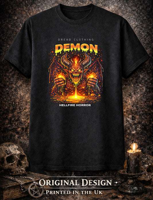 Demon Hellfire Unisex Toxic Gothic Horror Graphic T-Shirt Infernal Dark Tee