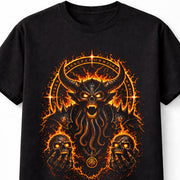 Demon Skull Occult Horror Gothic Fire Sigil Graphic Unisex T-Shirt