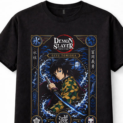 Demon Slayer Giyu Tomioka Water Hashira Anime Manga Black Unisex T-Shirt
