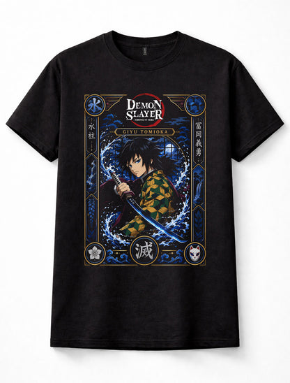 Demon Slayer Giyu Tomioka Water Hashira Anime Manga Black Unisex T-Shirt