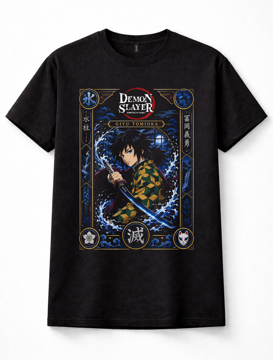 Demon Slayer Giyu Tomioka Water Hashira Anime Manga Black Unisex T-Shirt
