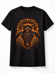 Demon Skull Occult Horror Gothic Fire Sigil Graphic Unisex T-Shirt