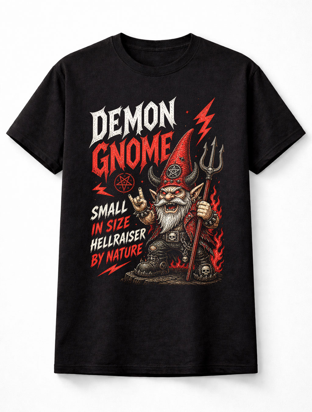 Demon Gnome Hellraiser Gothic Metal Devil Graphic Funny Unisex T-Shirt