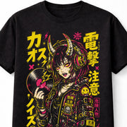 Anime Demon DJ Girl Cyberpunk Japanese Manga Graphic Unisex T-Shirt
