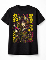 Anime Demon DJ Girl Cyberpunk Japanese Manga Graphic Unisex T-Shirt