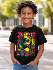Anime Demon Girl Cyberpunk Manga Japanese Graphic Unisex T-Shirt