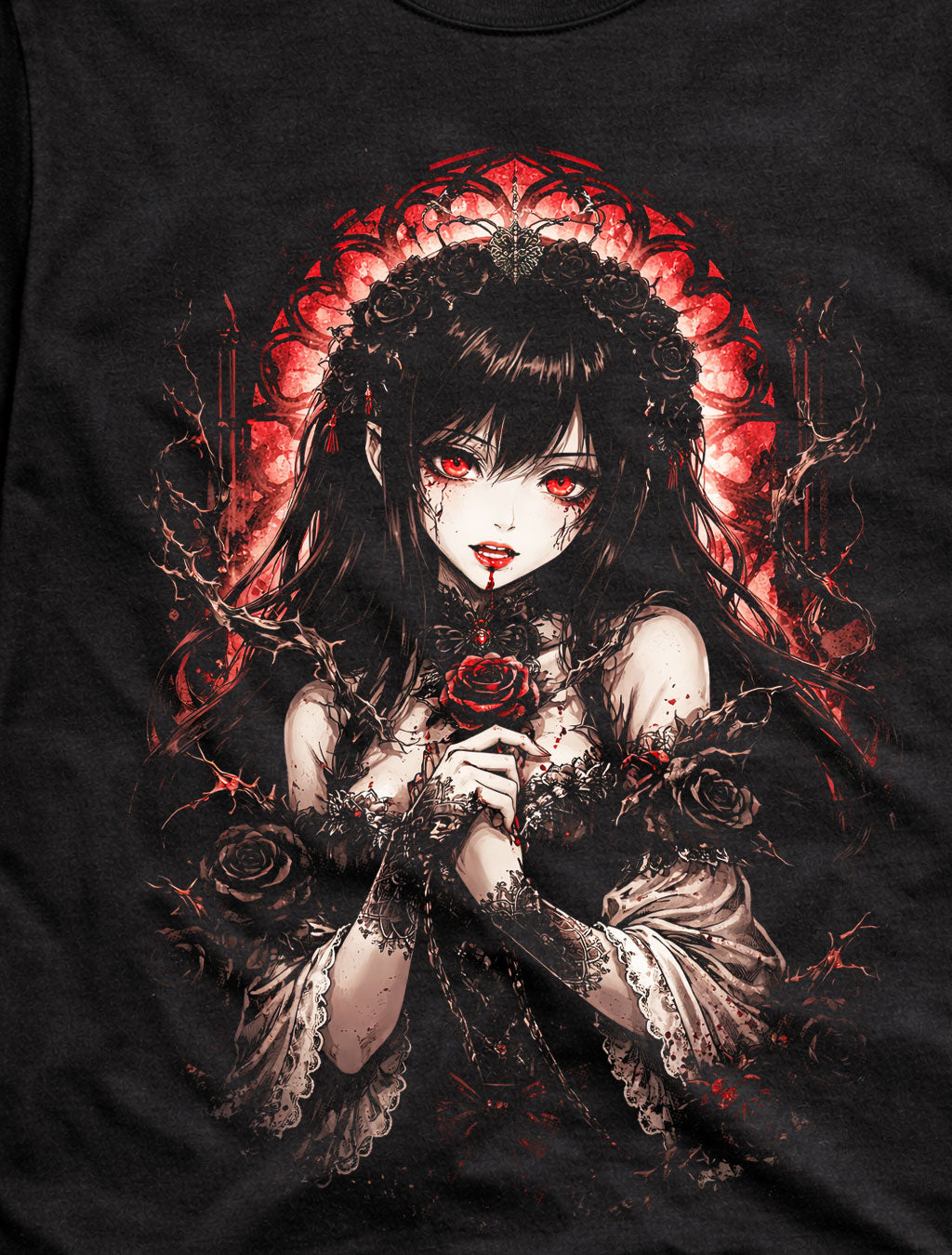 Anime Rose Maiden T Shirt Dark Vampire Anime Art Tee Adults & Kids Unisex T-Shirt