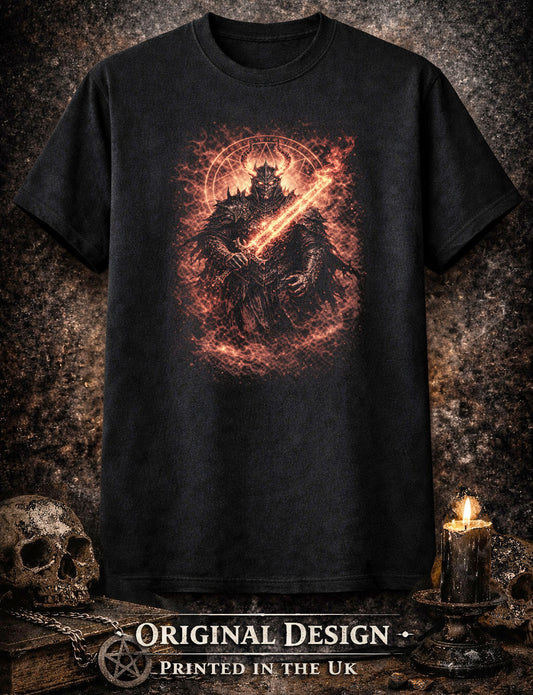 Demon T-Shirt Dark Fantasy Gothic Warrior Unisex Black Graphic Tee