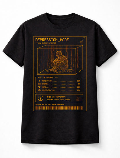 Depression Mode Cyber Y2K Mental Health System Glitch Unisex T-Shirt
