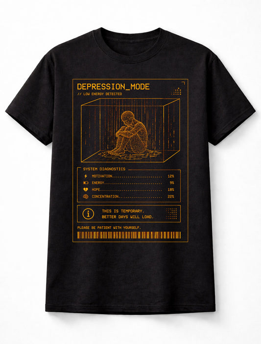 Depression Mode Cyber Y2K Mental Health System Glitch Unisex T-Shirt