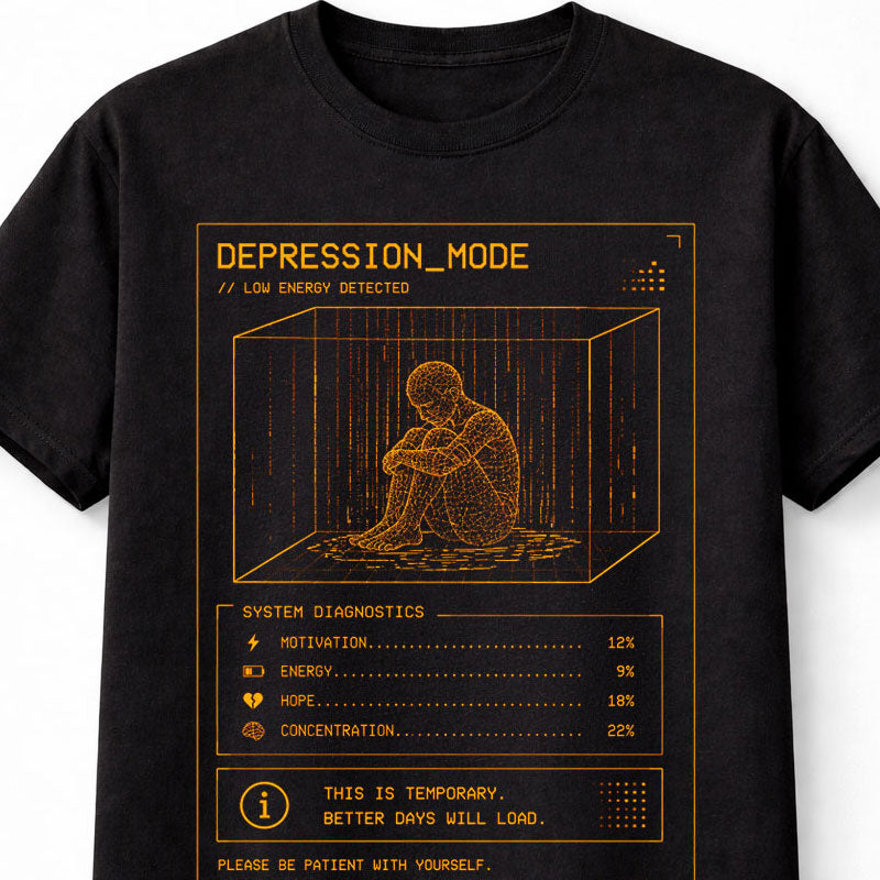 Depression Mode Cyber Y2K Mental Health System Glitch Unisex T-Shirt
