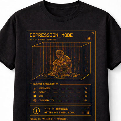 Depression Mode Cyber Y2K Mental Health System Glitch Unisex T-Shirt