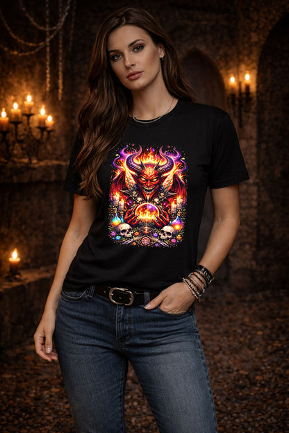 Infernal Devil Ritual Art Psychedelic Trippy Gothic Unisex Graphic T-Shirt