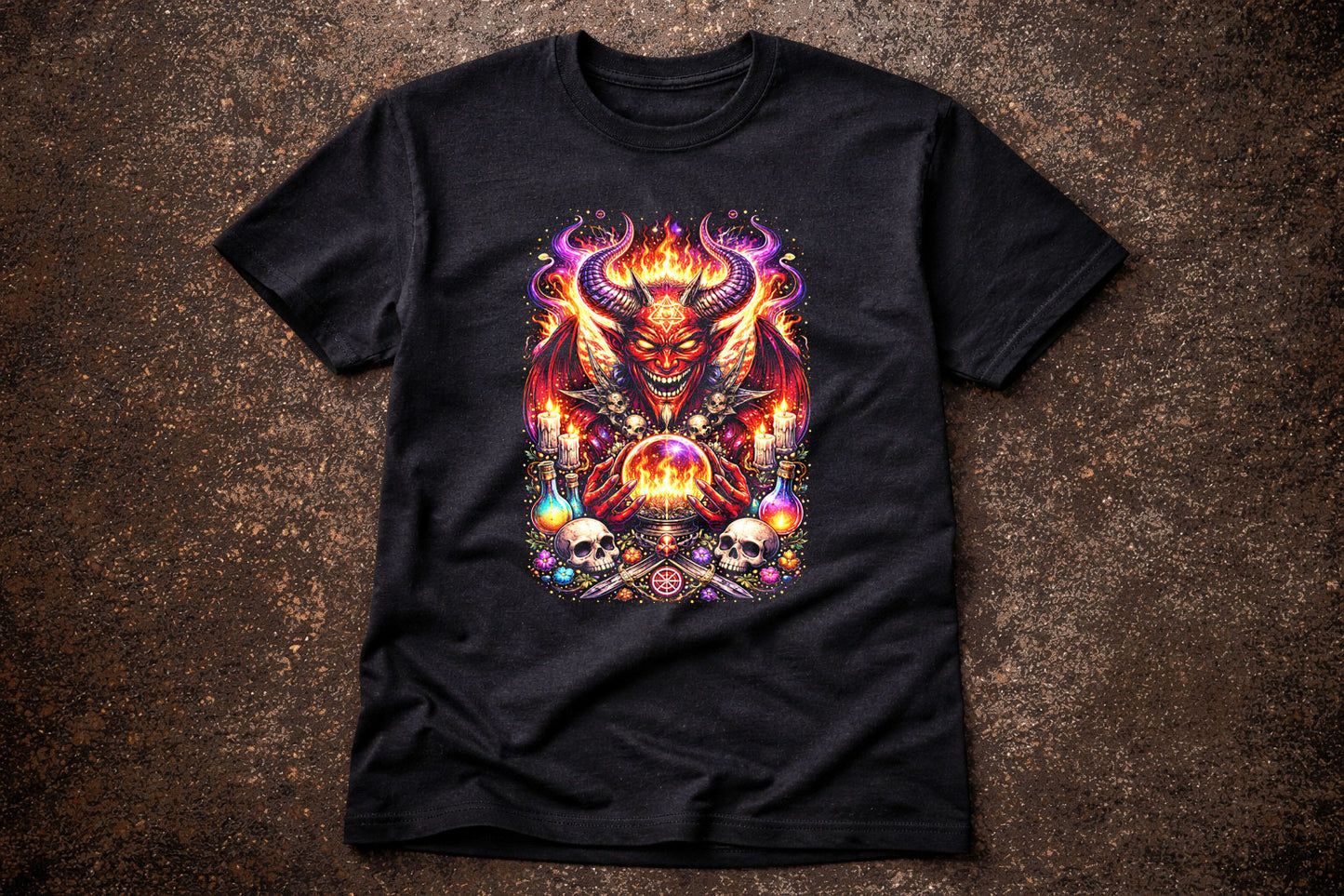 Infernal Devil Ritual Art Psychedelic Trippy Gothic Unisex Graphic T-Shirt
