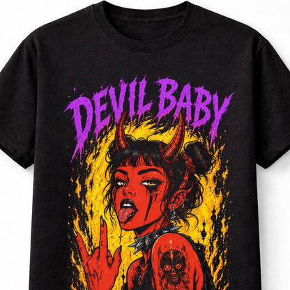 Devil Baby Gothic Demon Girl Horror Punk Graphic Unisex T-Shirt