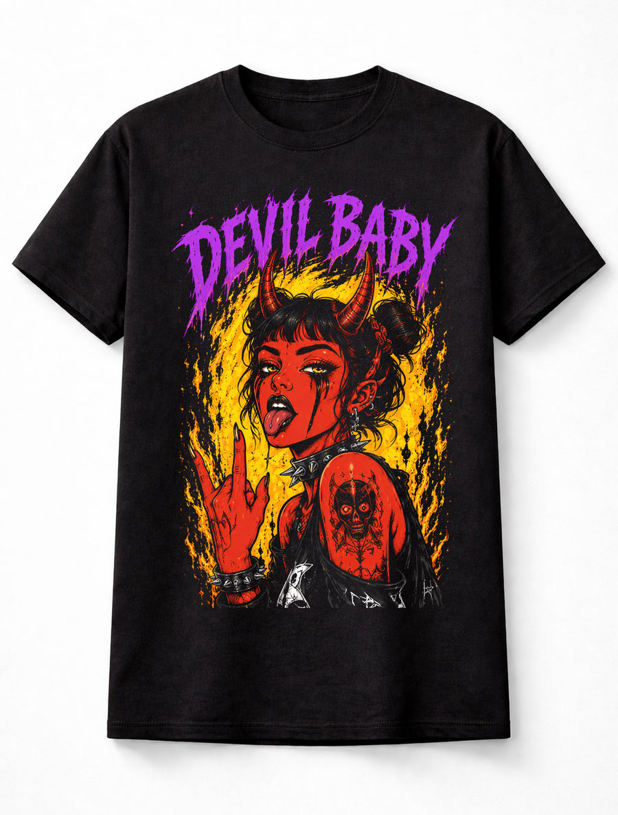 Devil Baby Gothic Demon Girl Horror Punk Graphic Unisex T-Shirt