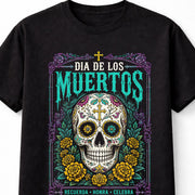Dia de los Muertos Sugar Skull Floral Calavera Art Unisex T-Shirt