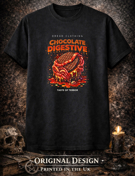 Chocolate Digestive Skull Unisex Toxic Gothic Horror Biscuit Graphic T-Shirt