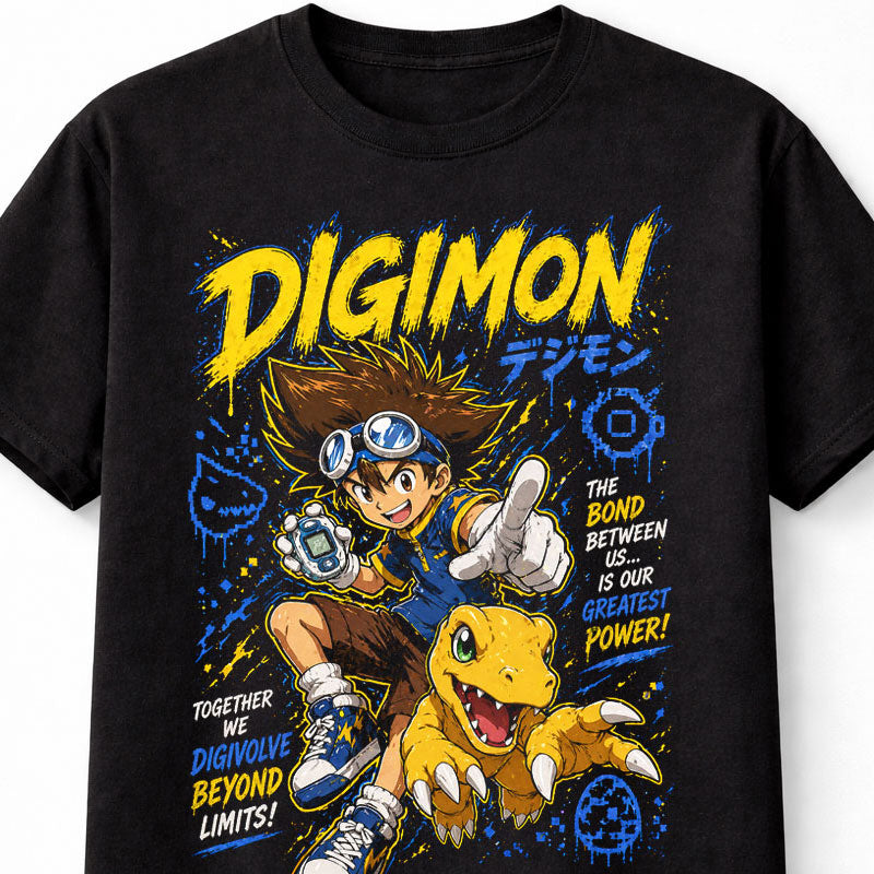 Digimon Anime Tai Kamiya Agumon Digivolve Graphic Cotton Adults & Kids Unisex T-Shirt