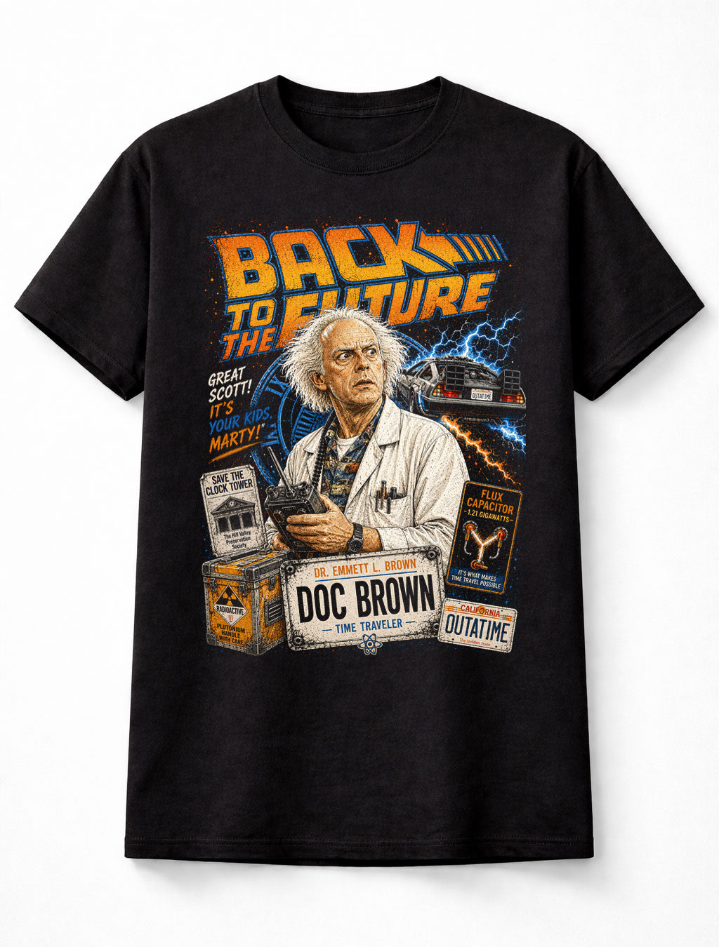 Back to the Future Doc Brown Michael J Fox Movie Unisex T-Shirt