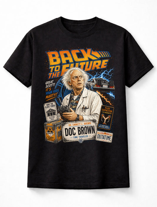 Back to the Future Doc Brown Michael J Fox Movie Unisex T-Shirt