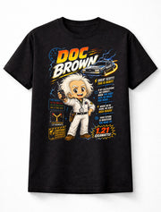 Doc Brown Back to the Future DeLorean Time Machine Graphic Tee Sci-Fi Movie Shirt Unisex Adults & Kids T-Shirt