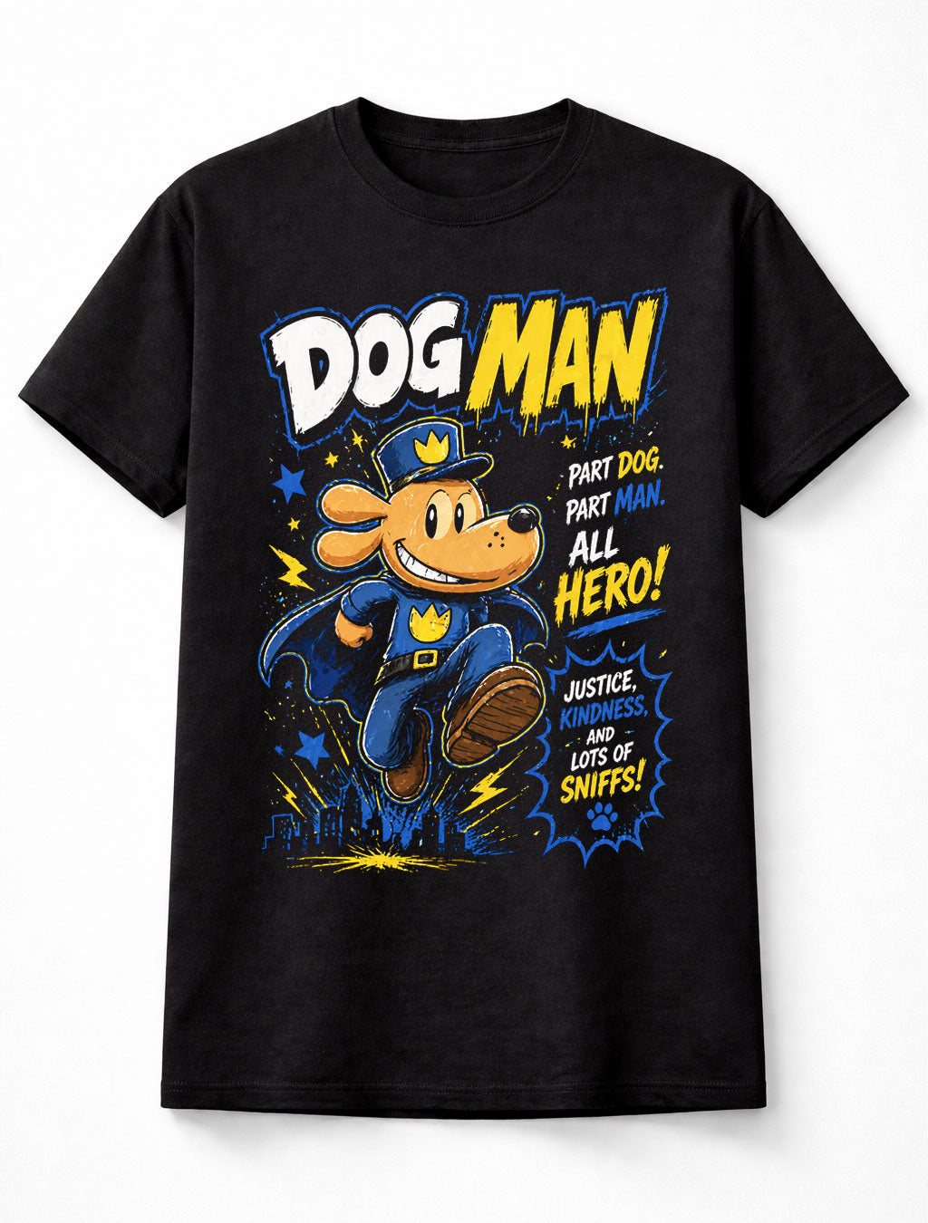 Dog Man Dav Pilkey Kids Comic Hero Funny Graphic Unisex T-Shirt
