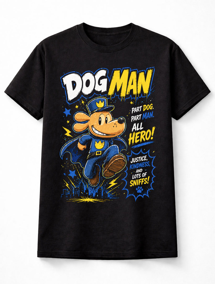 Dog Man Dav Pilkey Kids Comic Hero Funny Graphic Unisex T-Shirt