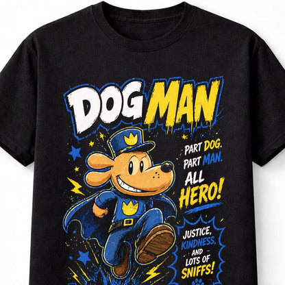 Dog Man Dav Pilkey Kids Comic Hero Funny Graphic Unisex T-Shirt